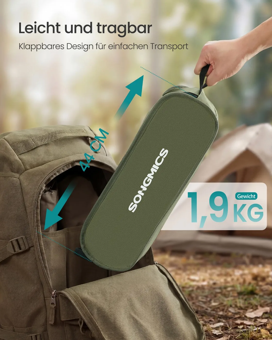 Sulankstoma turistinė kėdė su galvos atrama iki 150 kg žalia Sulankstoma turistinė kėdė su galvos atrama iki 150 kg žalia Akcija
