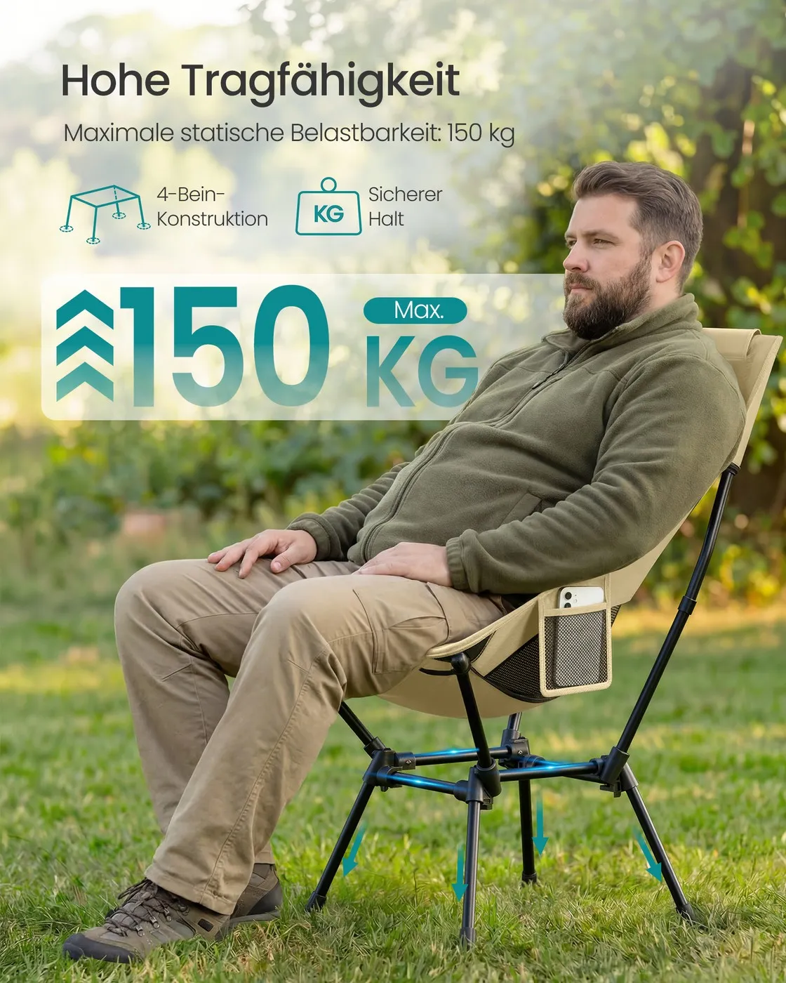 Sulankstoma turistinė kėdė su galvos atrama iki 150 kg ruda Sulankstoma turistinė kėdė su galvos atrama iki 150 kg ruda Akcija