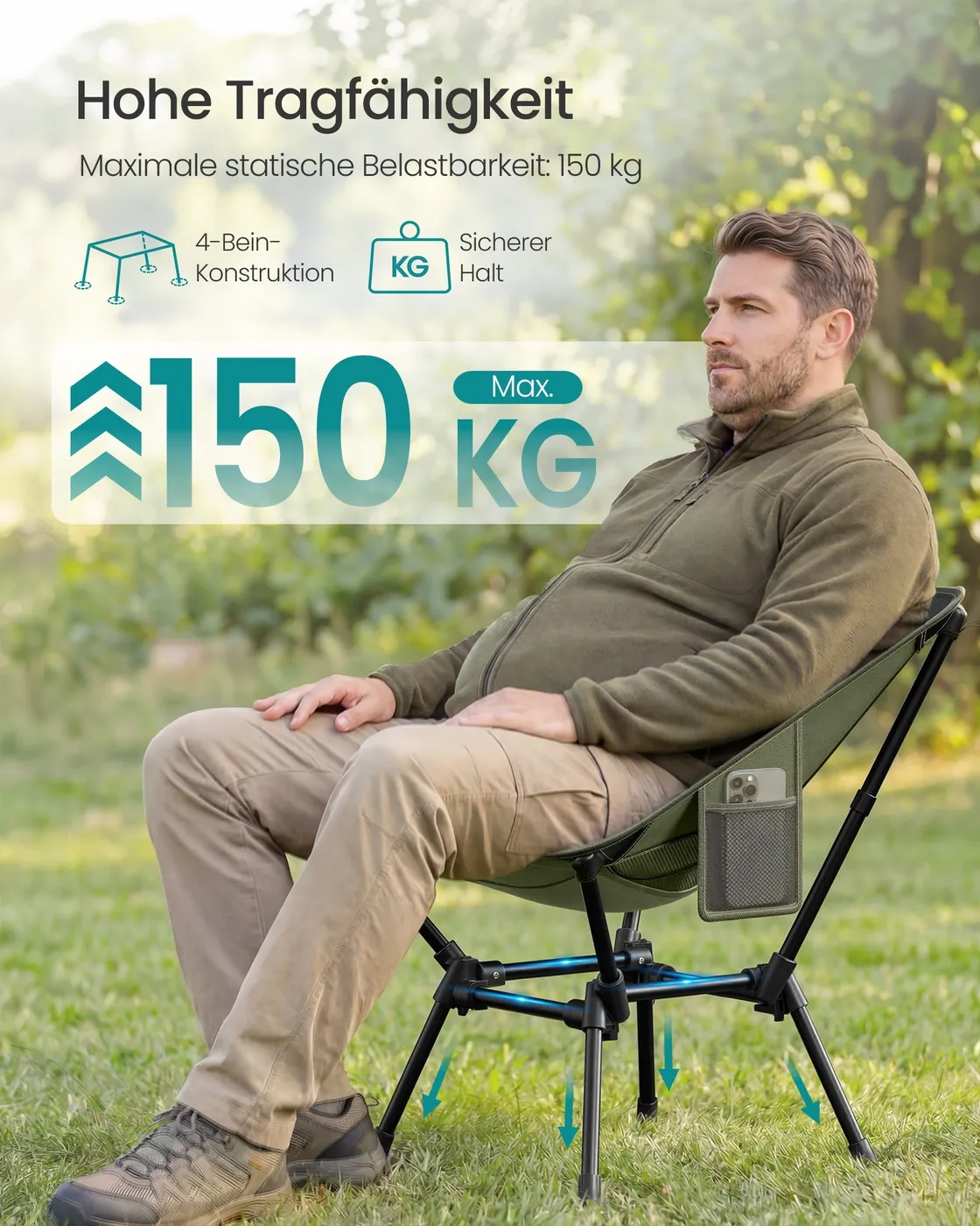 Sulankstomos kelioninės kėdės 2 vnt iki 150 kg žalios Sulankstomos kelioninės kėdės 2 vnt iki 150 kg žalios Lauko baldai