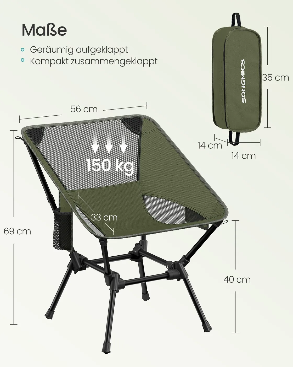 Sulankstomos kelioninės kėdės 2 vnt iki 150 kg žalios Sulankstomos kelioninės kėdės 2 vnt iki 150 kg žalios Lauko baldai