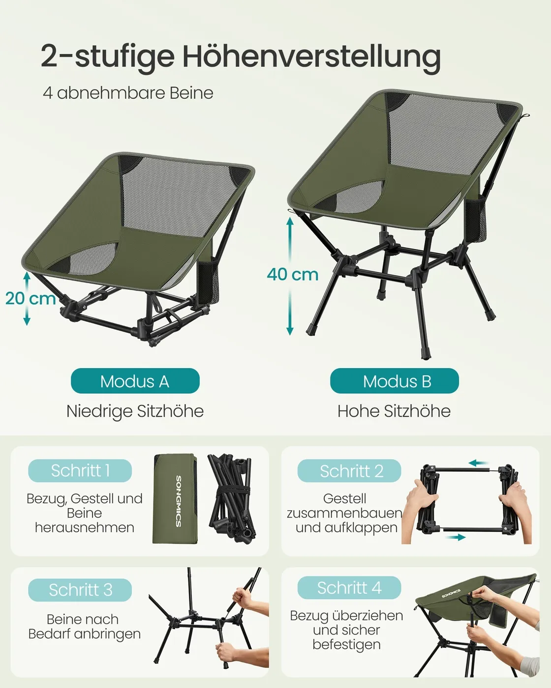 Sulankstomos kelioninės kėdės 2 vnt iki 150 kg žalios Sulankstomos kelioninės kėdės 2 vnt iki 150 kg žalios Lauko baldai