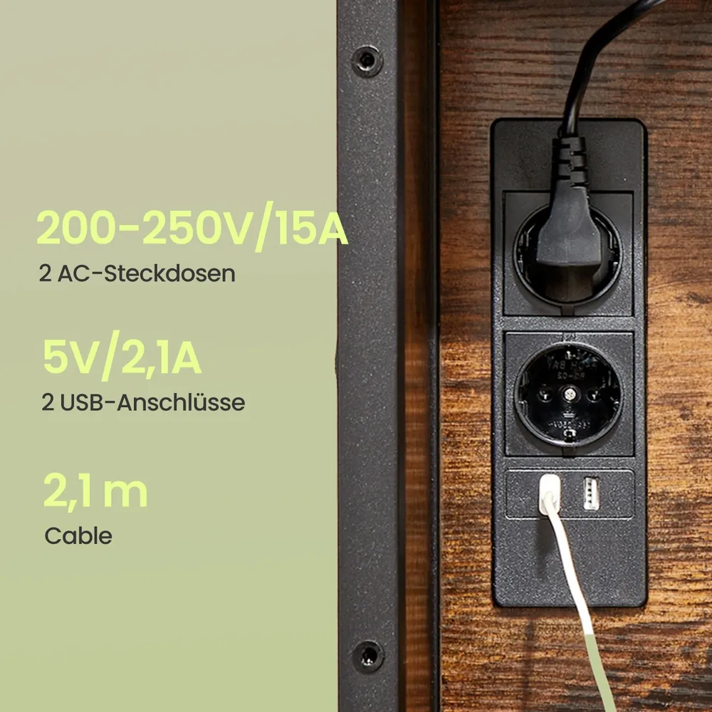 Šoninis staliukas su USB jungtimis ir elektros lizdais Šoninis staliukas su USB jungtimis ir elektros lizdais Akcija