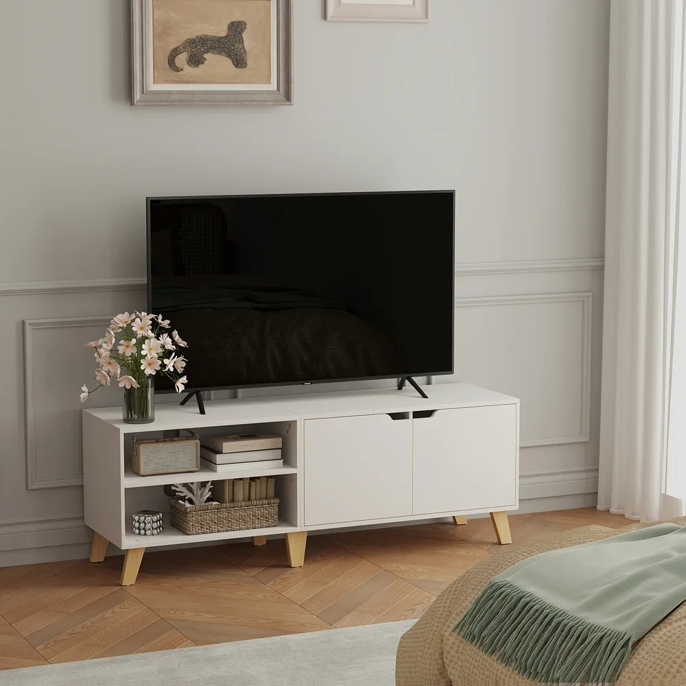 TV spintelė su 2 durelėmis balta 140 cm TV spintelė su 2 durelėmis balta 140 cm Akcija