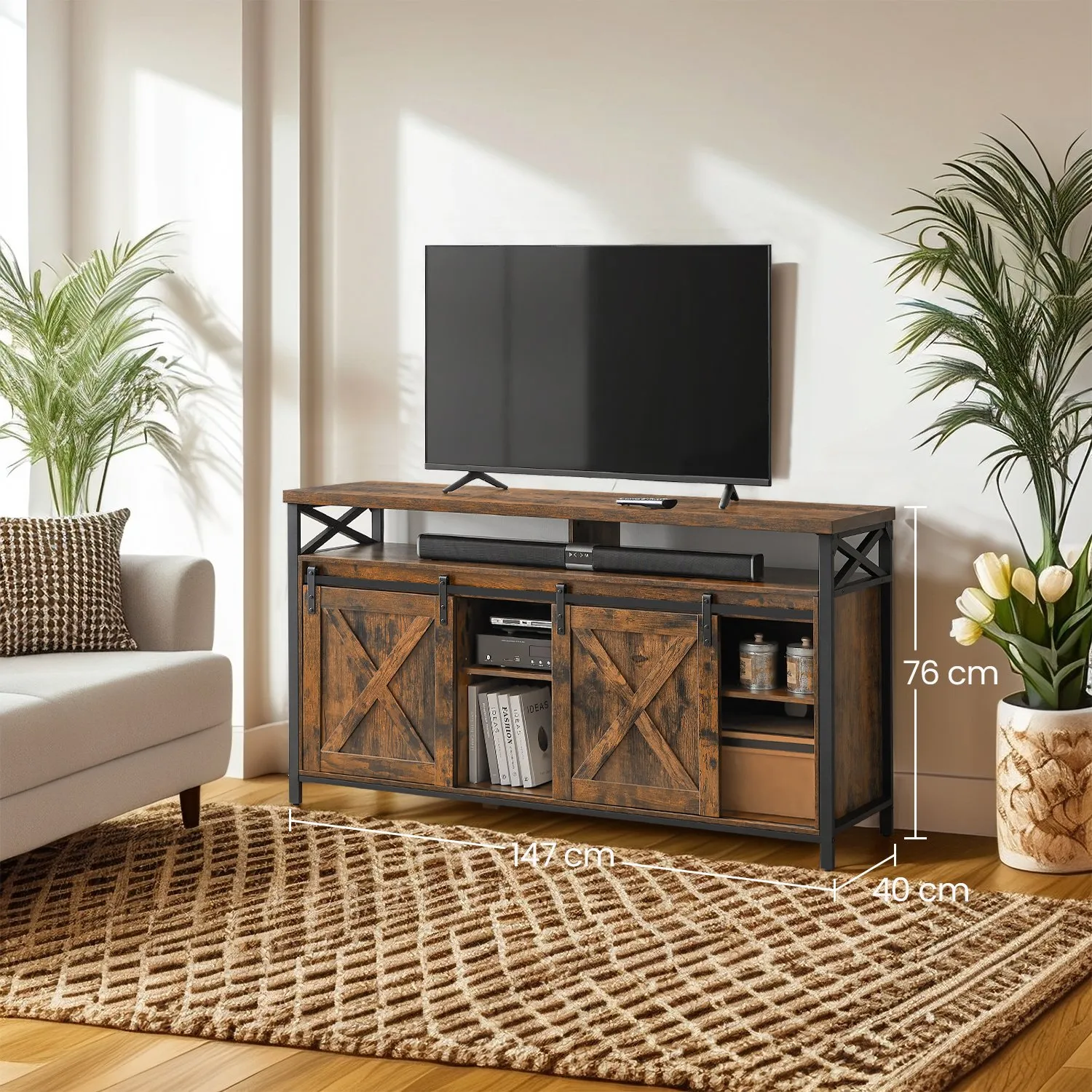 TV spintelė su 2 stumdomom durelėmis ruda-juoda 147cm TV spintelė su 2 stumdomom durelėmis ruda-juoda 147cm Akcija