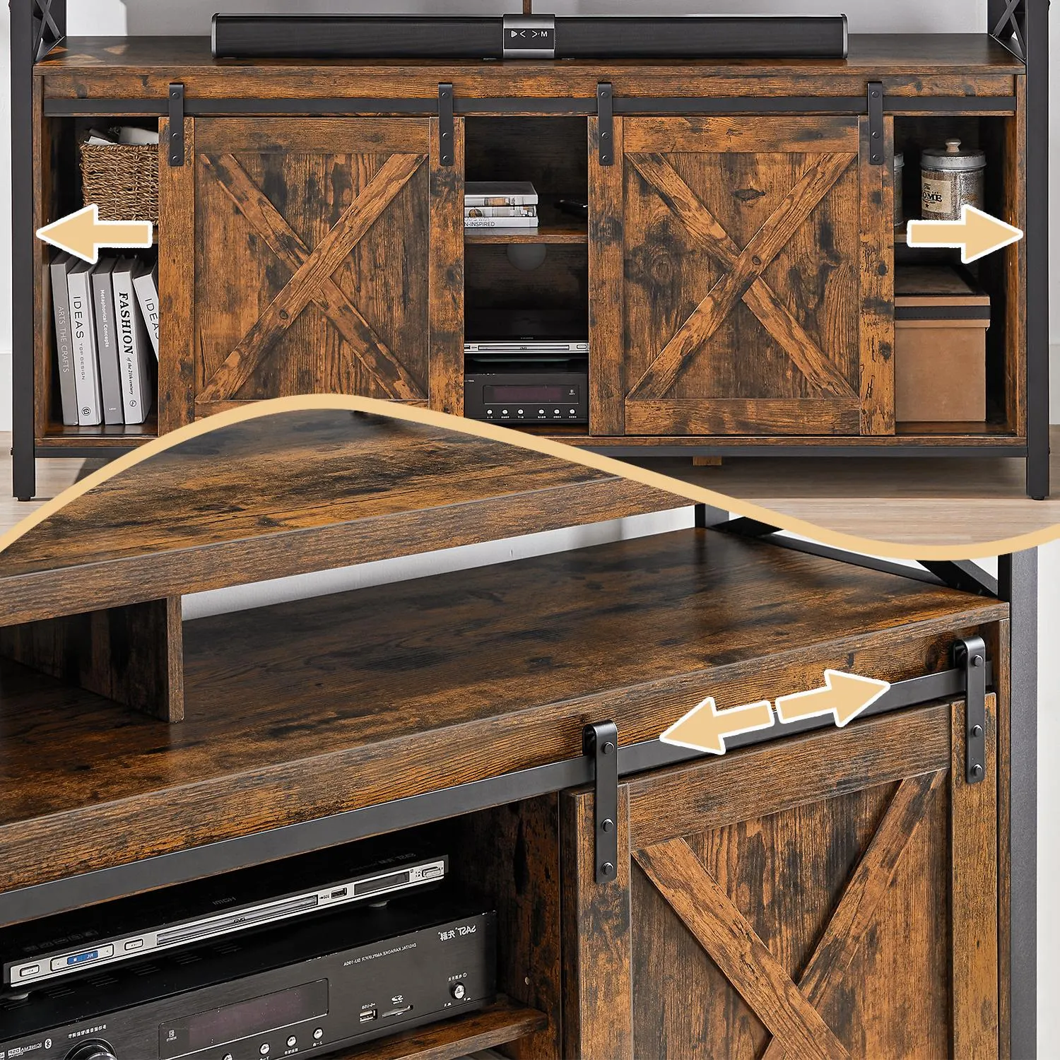 TV spintelė su 2 stumdomom durelėmis ruda-juoda 147cm TV spintelė su 2 stumdomom durelėmis ruda-juoda 147cm Akcija