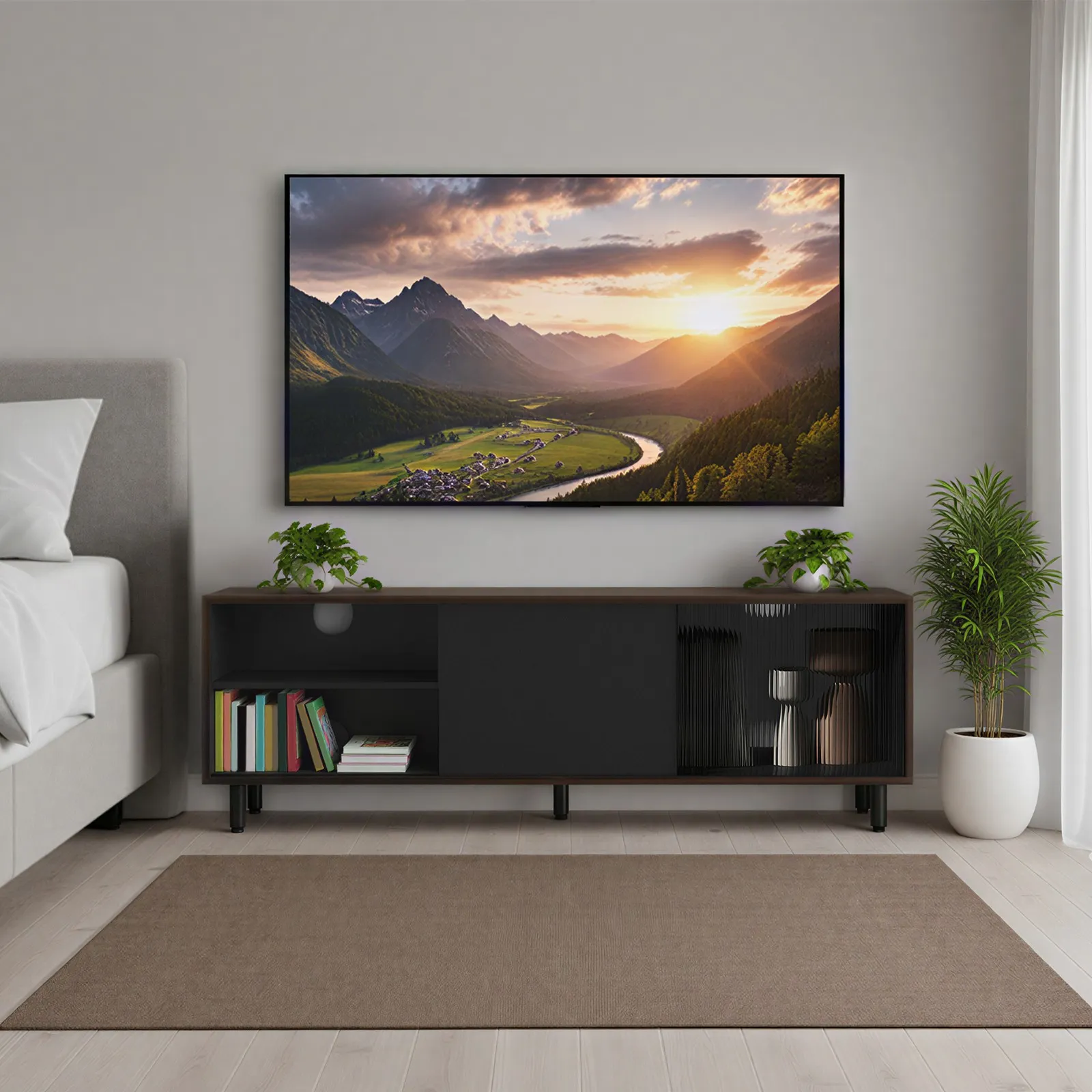 Modernus TV staliukas uodas 140cm pločio, greitai surenkamas Modernus TV staliukas uodas 140cm pločio, greitai surenkamas Akcija