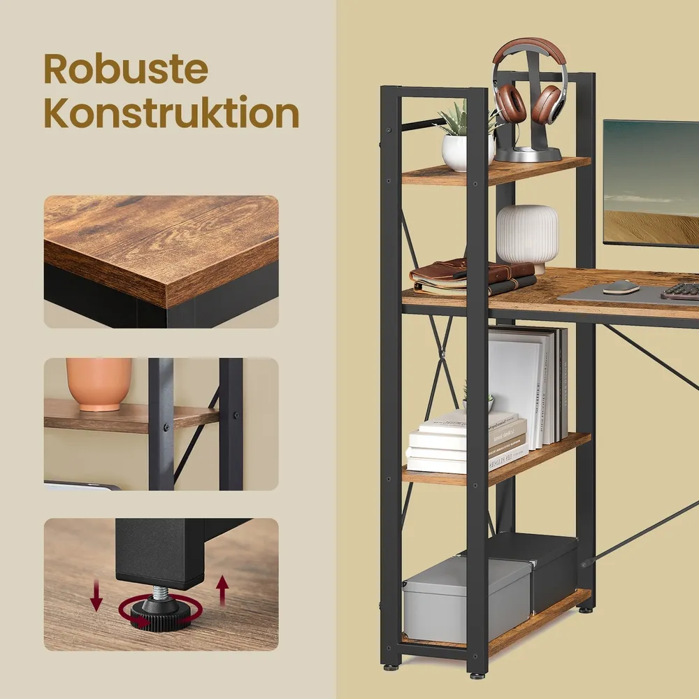 Rašomasis stalas su lentyna rudas 60x x120cm Rašomasis stalas su lentyna rudas 60x x120cm Akcija