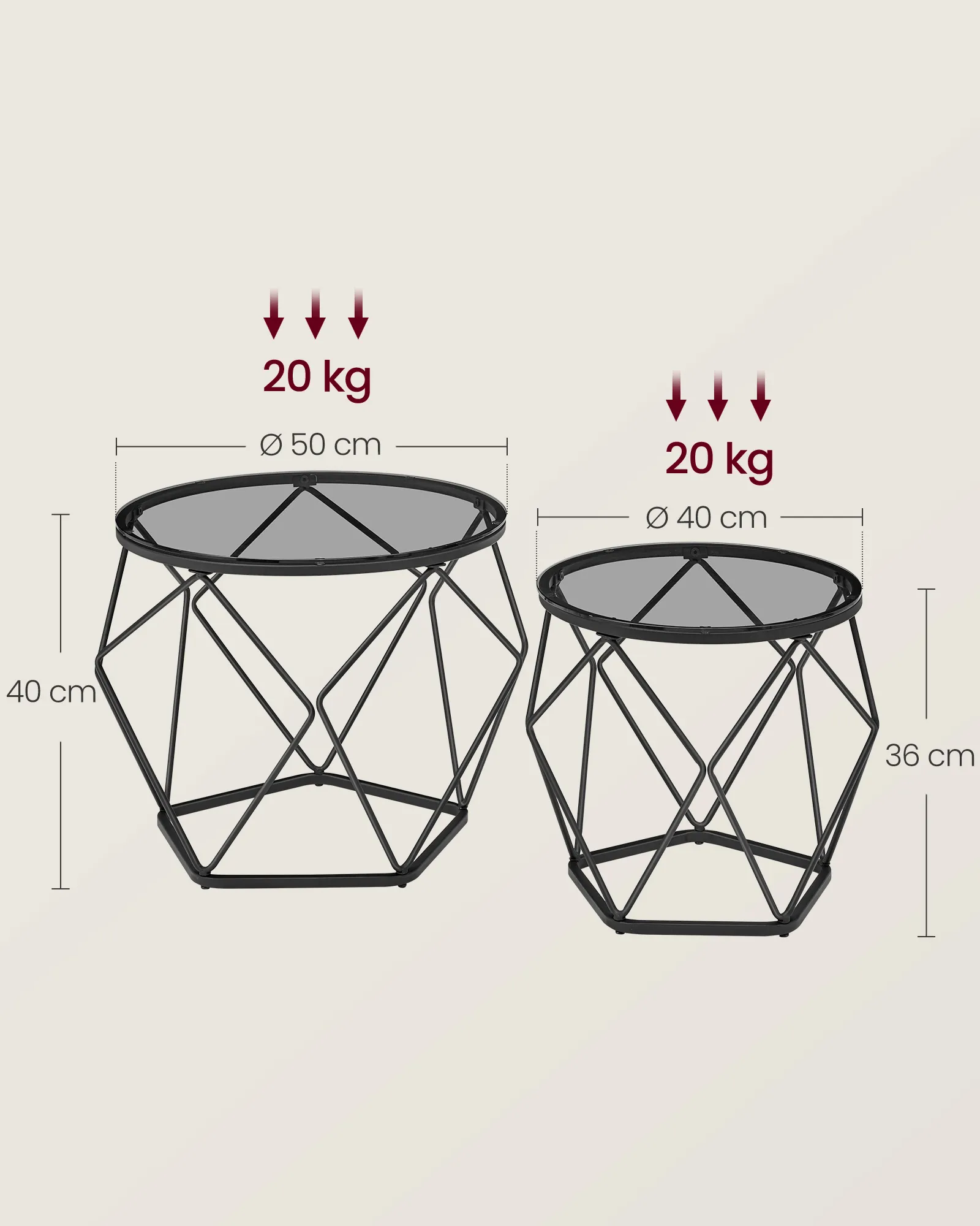 Modernūs svetainės staliukai su stikliniais paviršiais 2 vnt pilkai juodi Modernūs svetainės staliukai su stikliniais paviršiais 2 vnt pilkai juodi Akcija