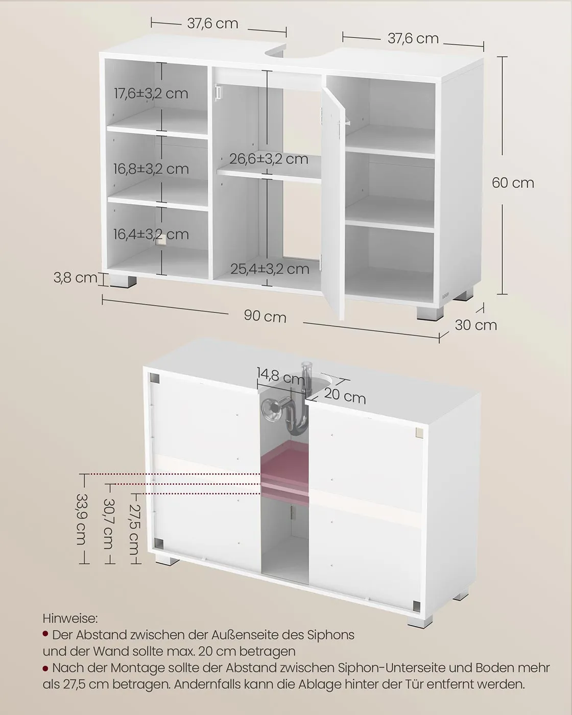 Pastatoma vonios spintelė su stalčiais balta 90cm Pastatoma vonios spintelė su stalčiais balta 90cm Akcija