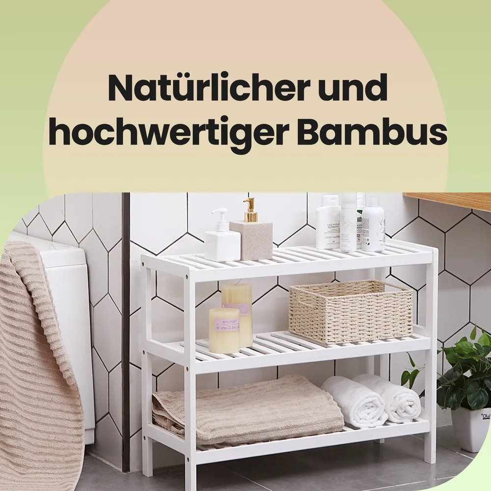 3 aukštų batų lentynėlė iš bambuko, balta 3 aukštų batų lentynėlė iš bambuko, balta Akcija