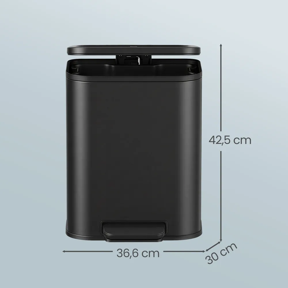 20L šiukšliadėžė su vidiniu kibiru ir minkštu uždarymu, juoda 20L šiukšliadėžė su vidiniu kibiru ir minkštu uždarymu, juoda Akcija