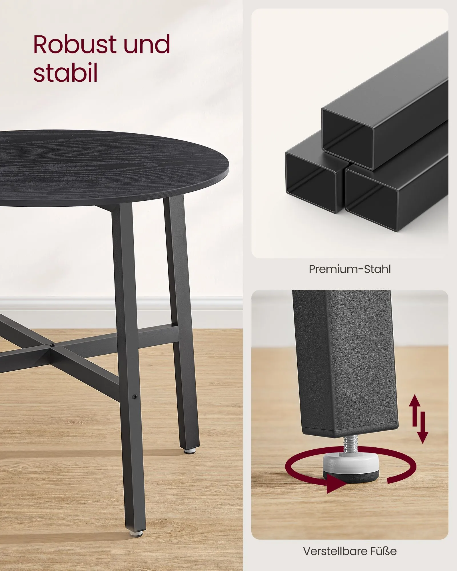 Apvalus valgomojo stalas juodas 80cm diametro Apvalus valgomojo stalas juodas 80cm diametro Akcija