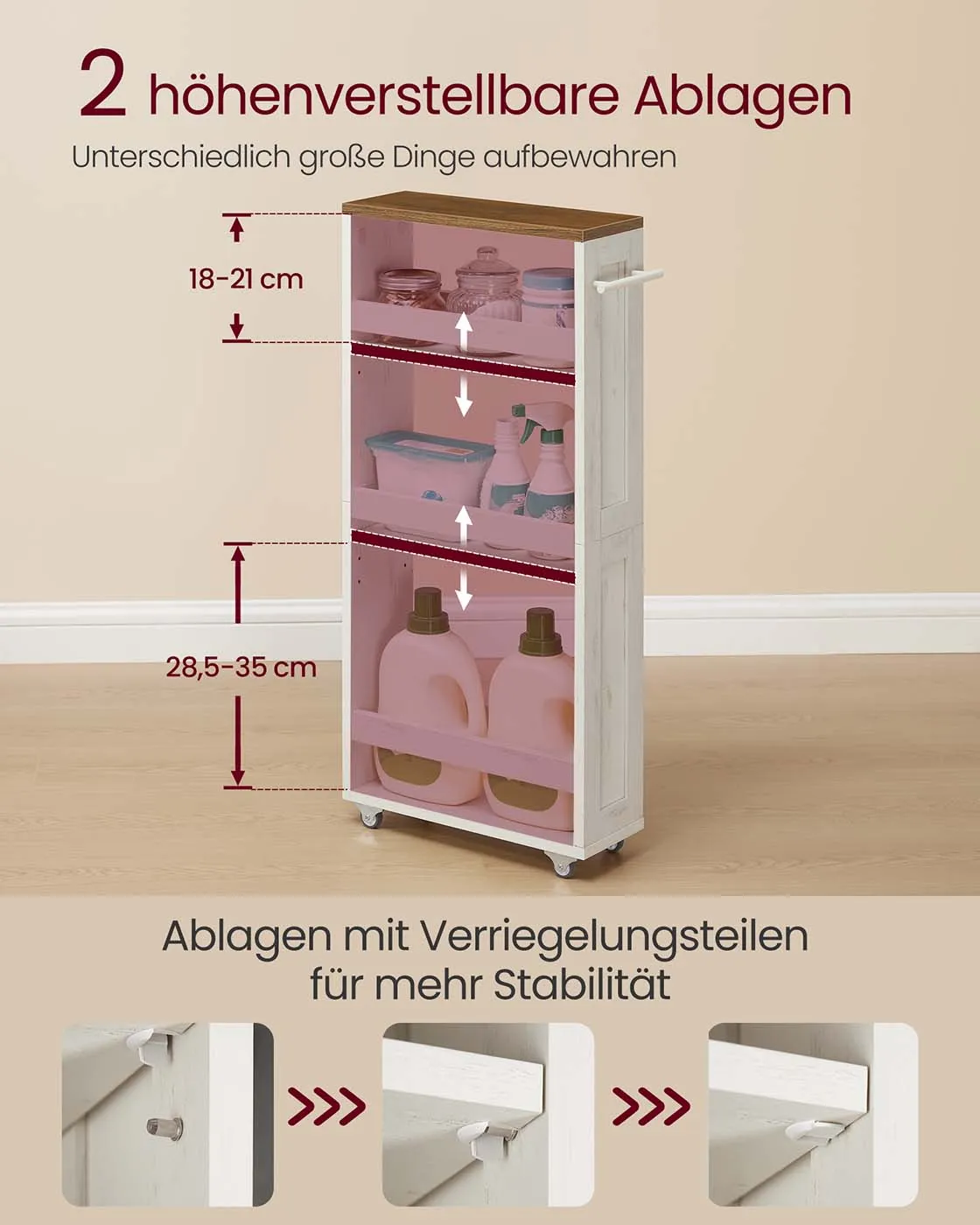 Siauras vežimėlis su keturiomis lentynomis ir rankena 15 x 43.2cm Siauras vežimėlis su keturiomis lentynomis ir rankena 15 x 43.2cm Lentynos