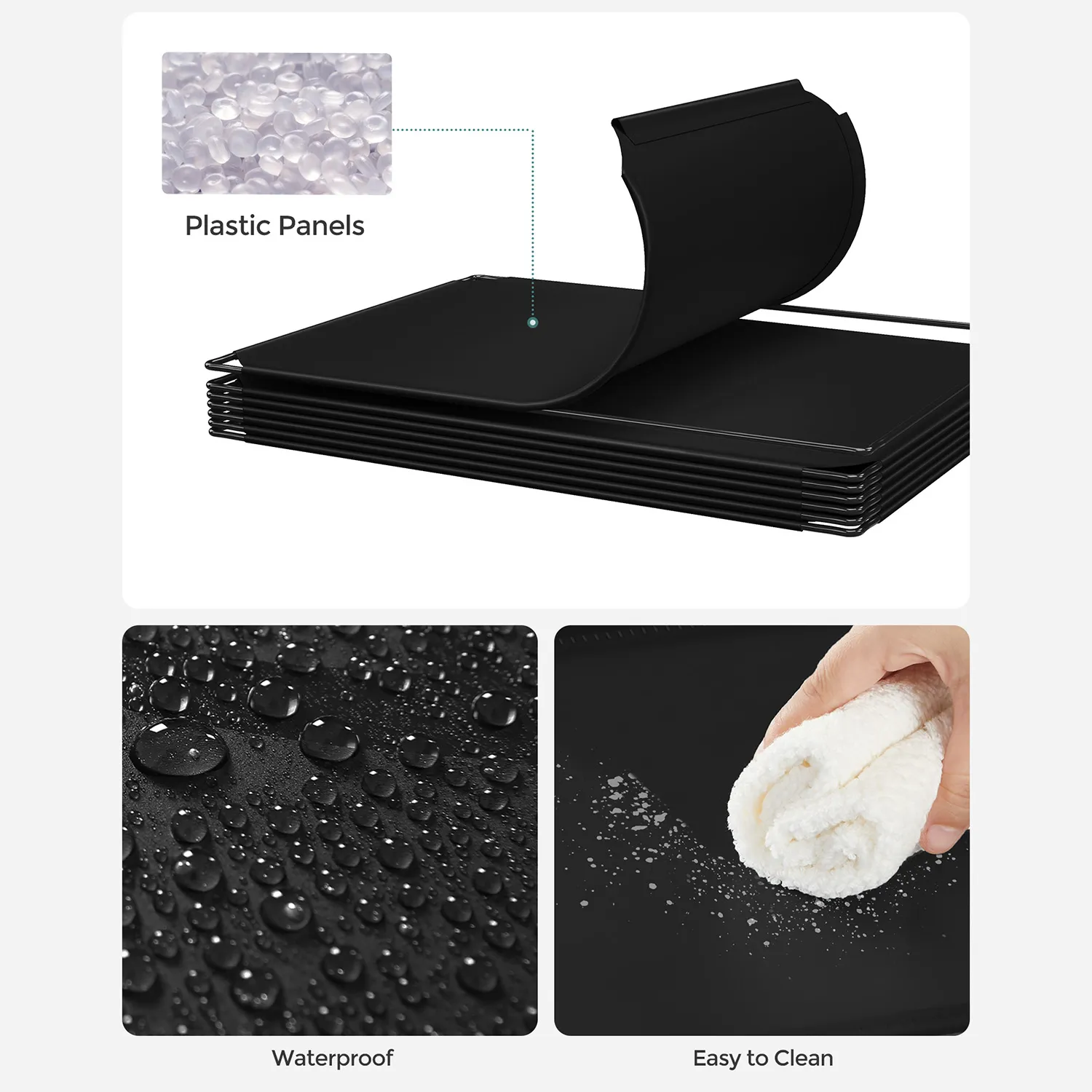 B34LPC44BK 4 balduloftaslt Juoda laiptuota plastikinė 15 dalių lentyna Prieškambaris