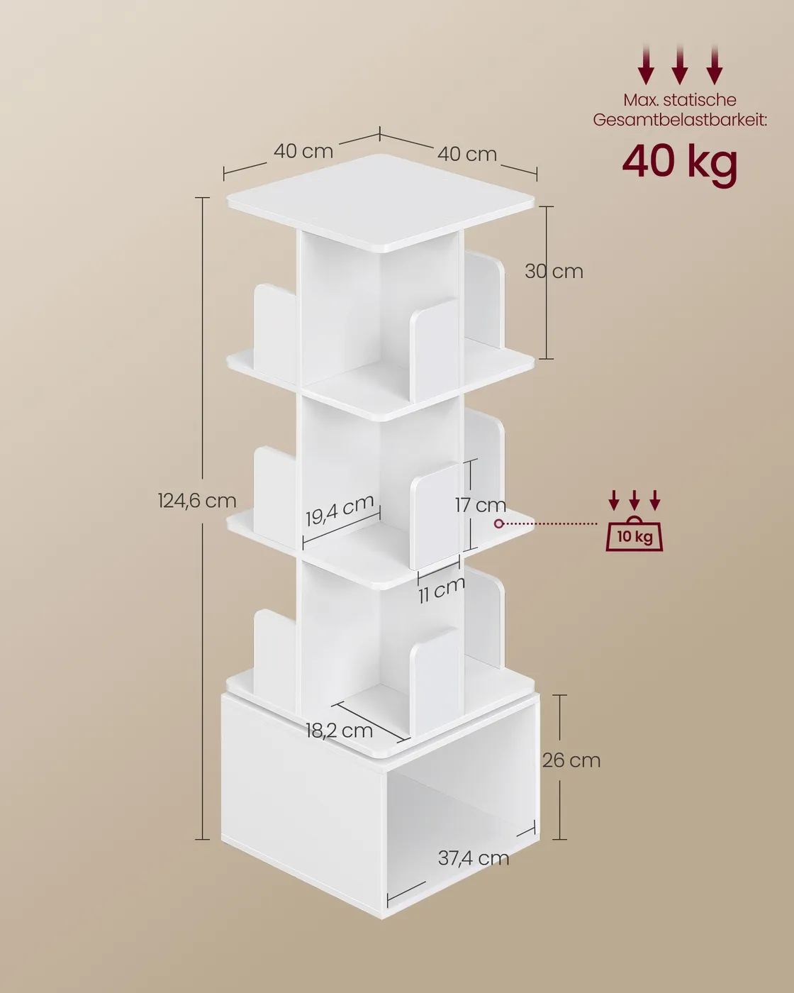 Balta pasukama 360 lentyna knygoms su 4 lygiais Balta pasukama 360 lentyna knygoms su 4 lygiais Biuras