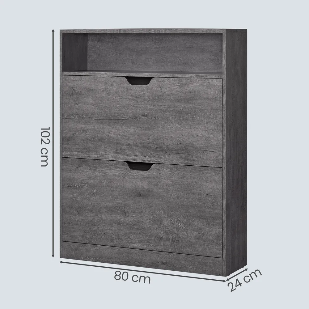 Batų spintelė su 2 stalčiais pilka 80 cm Batų spintelė su 2 stalčiais pilka 80 cm Batų spintelės