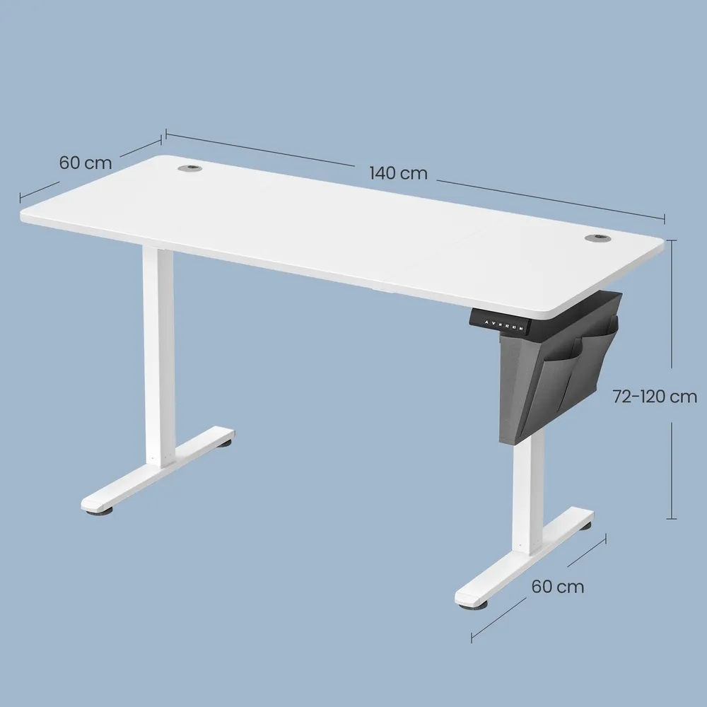 Elektrinis reguliuojamas stalas 140 x 60 cm baltas Elektrinis reguliuojamas stalas 140 x 60 cm baltas Akcija