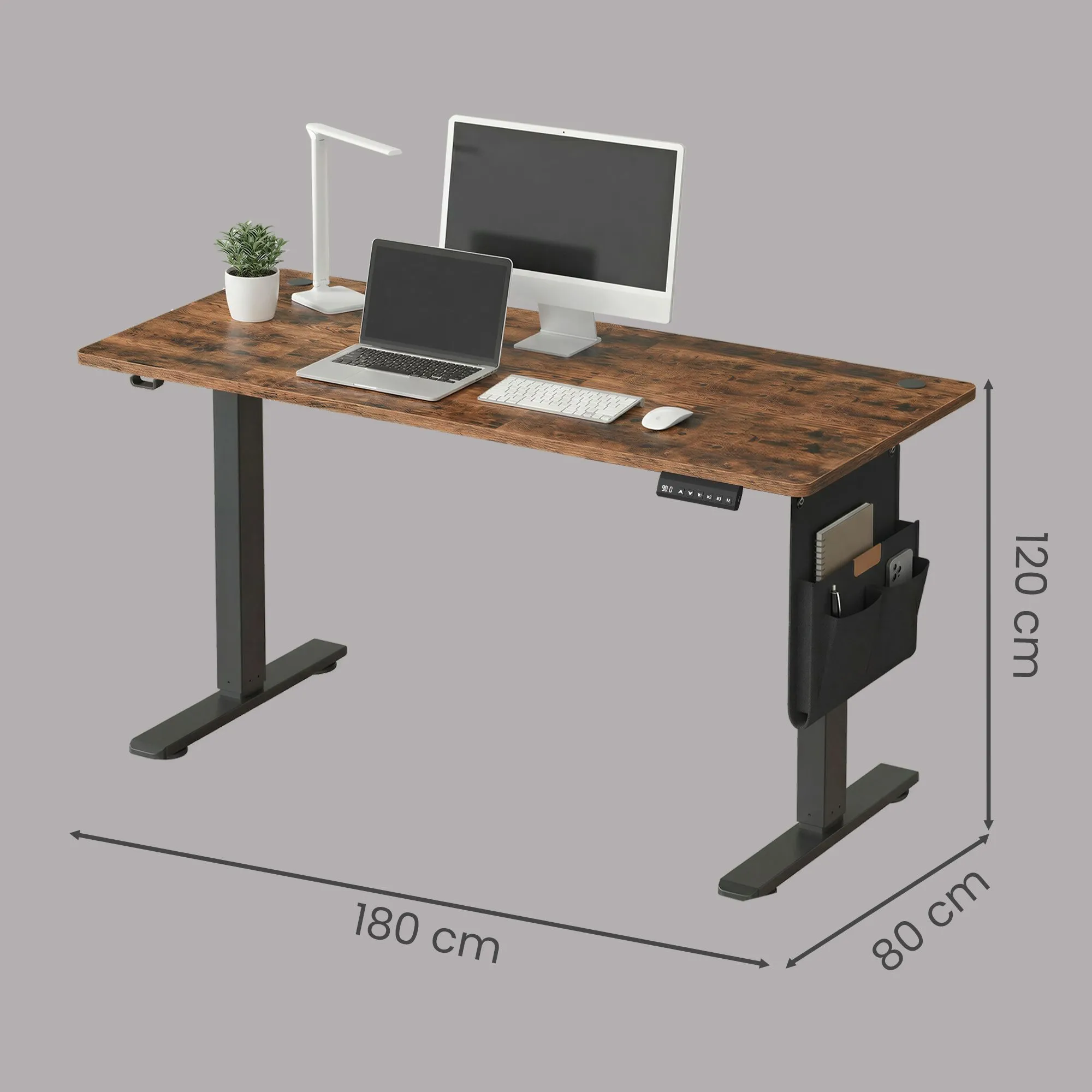Reguliuojamas rašomasis stalas su atminties funkcija 180 x 80 cm rudas Reguliuojamas rašomasis stalas su atminties funkcija 180 x 80 cm rudas Akcija