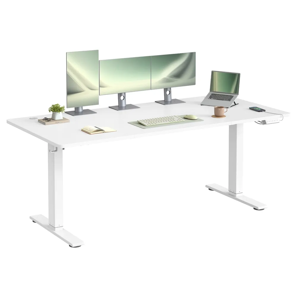 Elektrinis reguliuojamas rašomasis stalas 180 x 80 cm baltas matinis Elektrinis reguliuojamas rašomasis stalas 180 x 80 cm baltas matinis Akcija