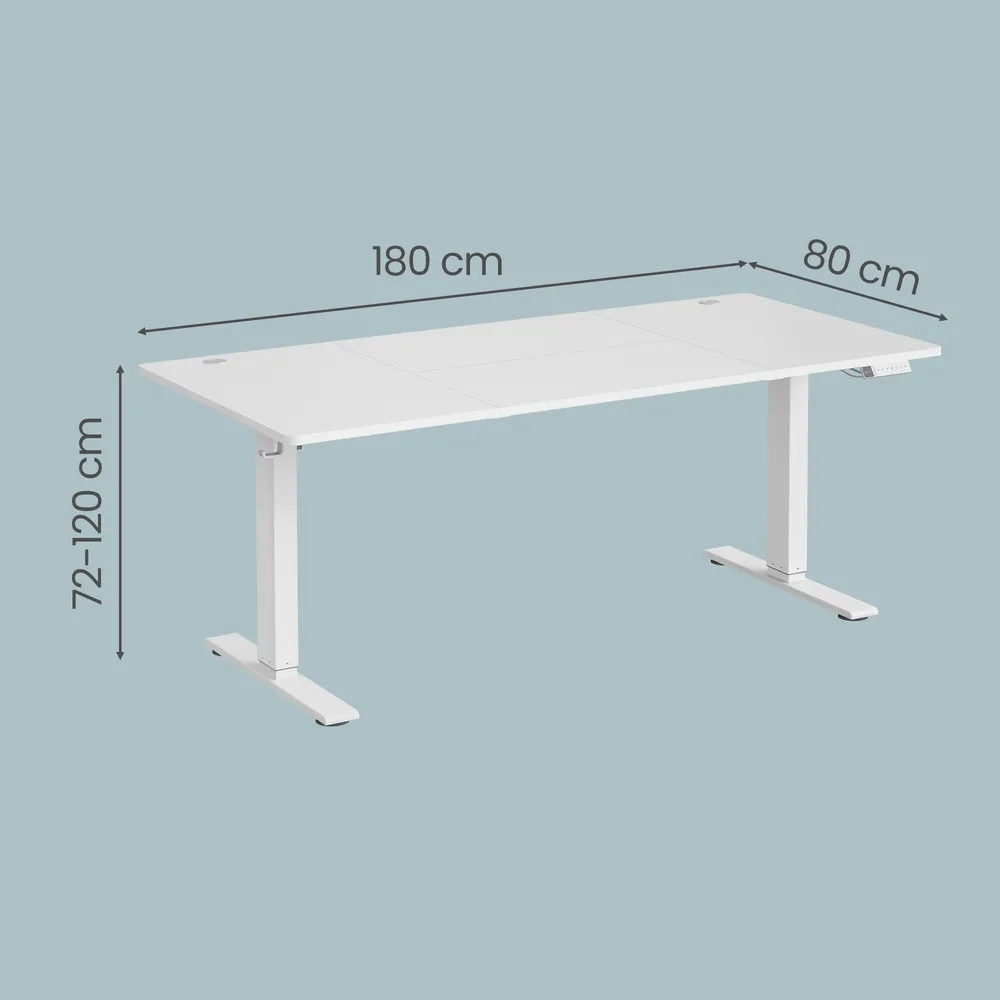 Elektrinis reguliuojamas rašomasis stalas 180 x 80 cm baltas matinis Elektrinis reguliuojamas rašomasis stalas 180 x 80 cm baltas matinis Akcija