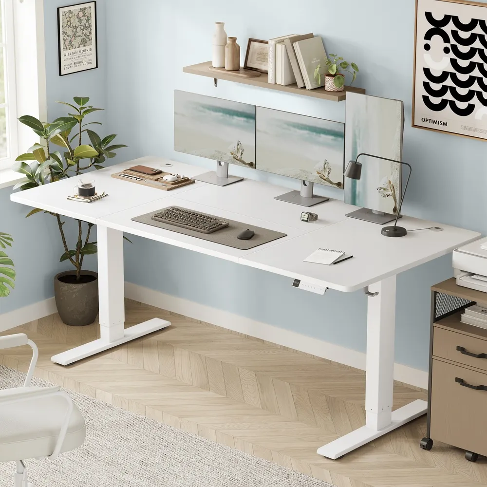Elektrinis reguliuojamas rašomasis stalas 180 x 80 cm baltas matinis Elektrinis reguliuojamas rašomasis stalas 180 x 80 cm baltas matinis Akcija