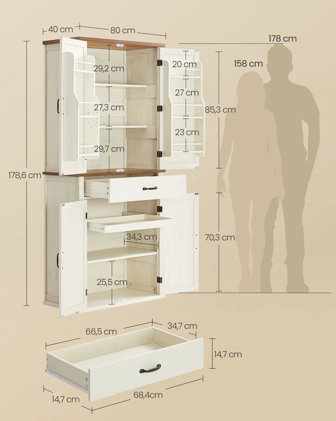 Virtuvės spintelė su stumdomomis durelėmis baltos spalvos 80x179cm Virtuvės spintelė su stumdomomis durelėmis baltos spalvos 80x179cm Spintelės
