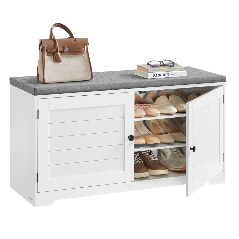 Batų spintelė su 3 durelėmis balta ir pilka 101 x 35.5cm Batų spintelė su 3 durelėmis balta ir pilka 101 x 35.5cm Batų spintelės