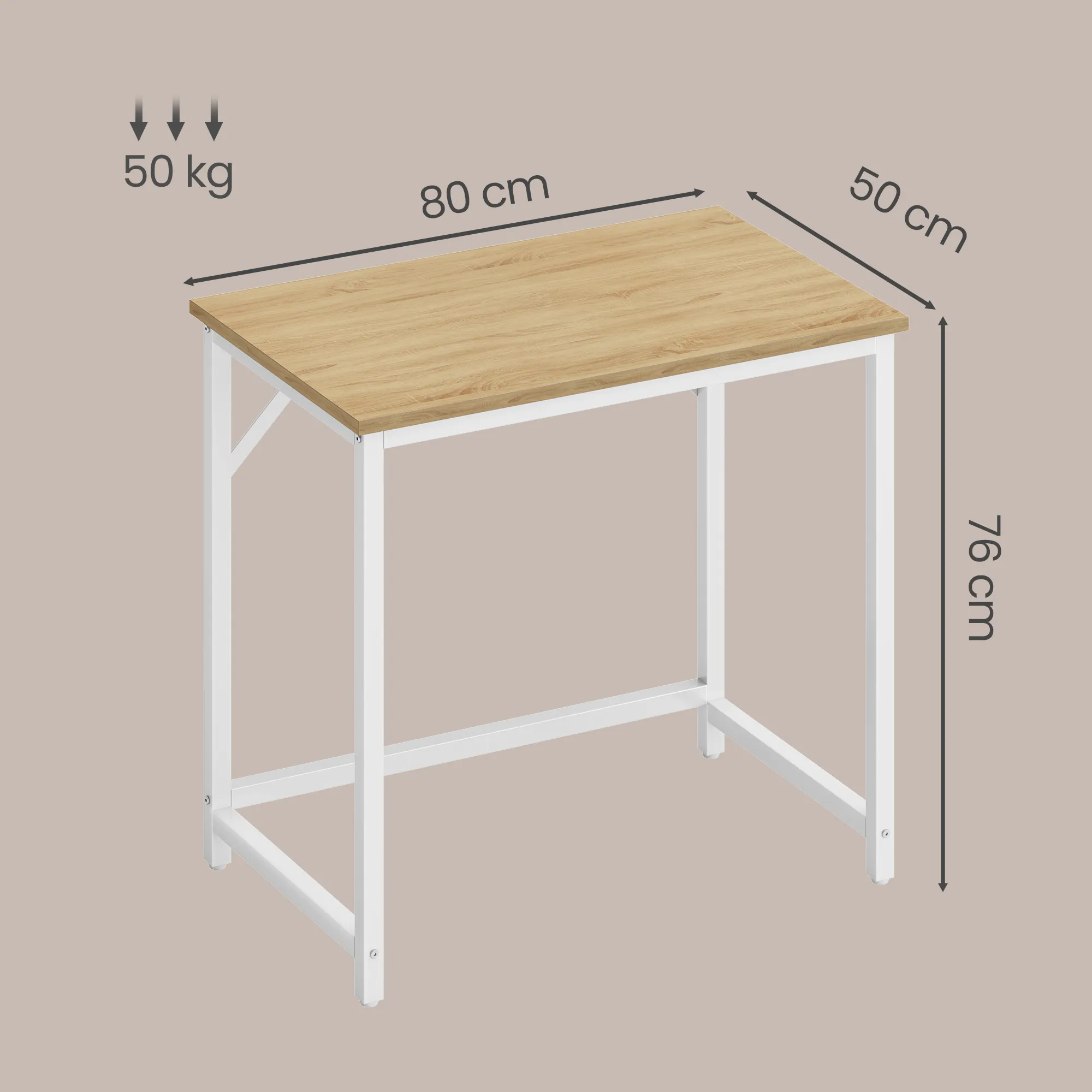 Rašomasis stalas kompaktiškas šviesios medienos ir baltos spalvos 50x80cm Rašomasis stalas kompaktiškas šviesios medienos ir baltos spalvos 50x80cm Biuras