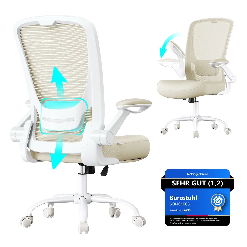 Ergonomiška smėlio spalvos biuro kėdė su tinklu Ergonomiška smėlio spalvos biuro kėdė su tinklu Biuras